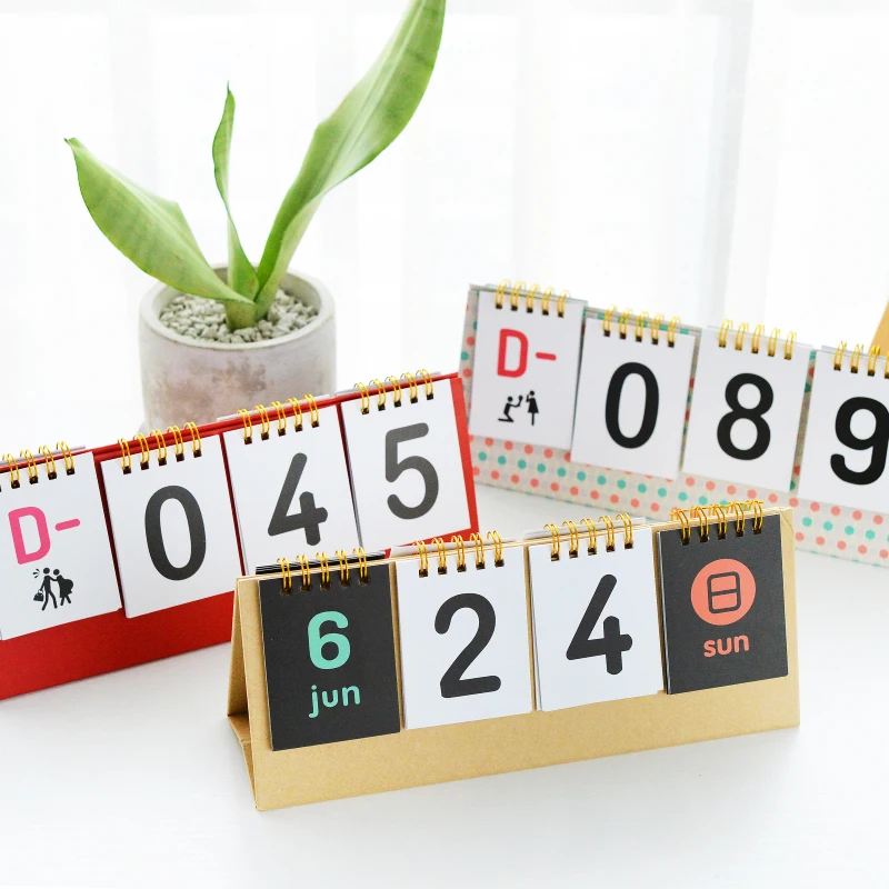 Calendario de mesa de Día 365 D, planificador de aniversario, contador