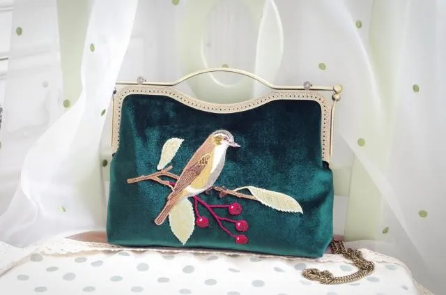 LilyHood бархатная женская сумка с вышивкой, трендовая винтажная Ретро Модная элегантная тканевая сумка через плечо с птицами из Китая