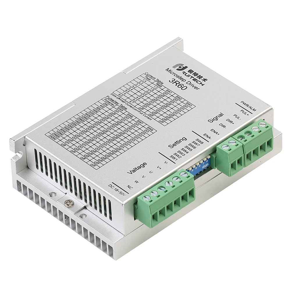 Rtelligent 3R60 3 Phase1.4-8.0A Драйвер шагового двигателя 24-50VAC/DC драйвер контроллера для Nema17 23 24 CNC Комплект шагового двигателя