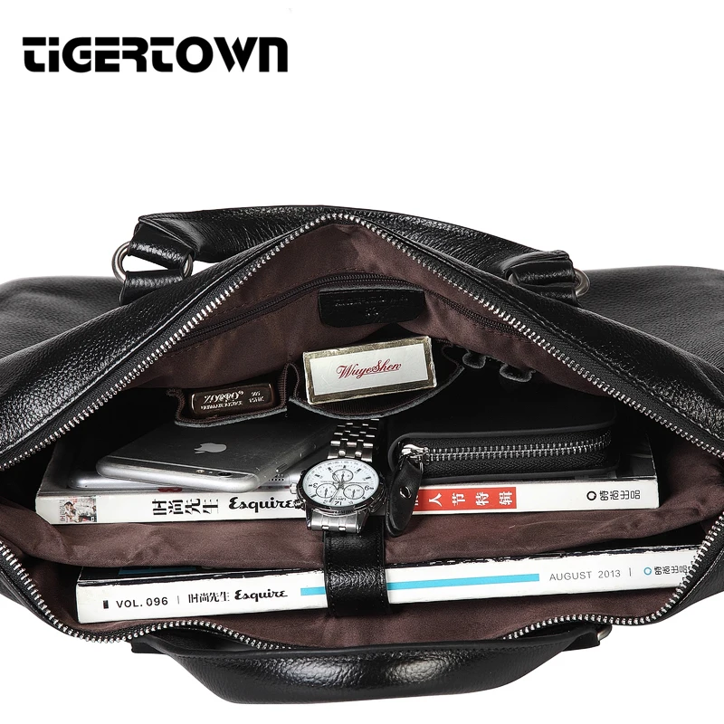TIGERTOWN Мужская сумка из натуральной воловьей кожи, сумка-мессенджер на плечо, портфель, сумка для ноутбука 15 дюймов