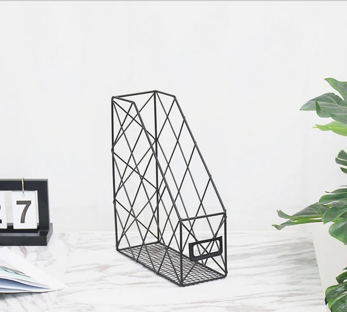 Single layer Black Скандинавская корзина для хранения из золотистого металла с вкладкой-баром, Скандинавская книга, железный стол, органайзер для хранения, декоративная корзина для дома и офиса - Цвет: Single layer Black