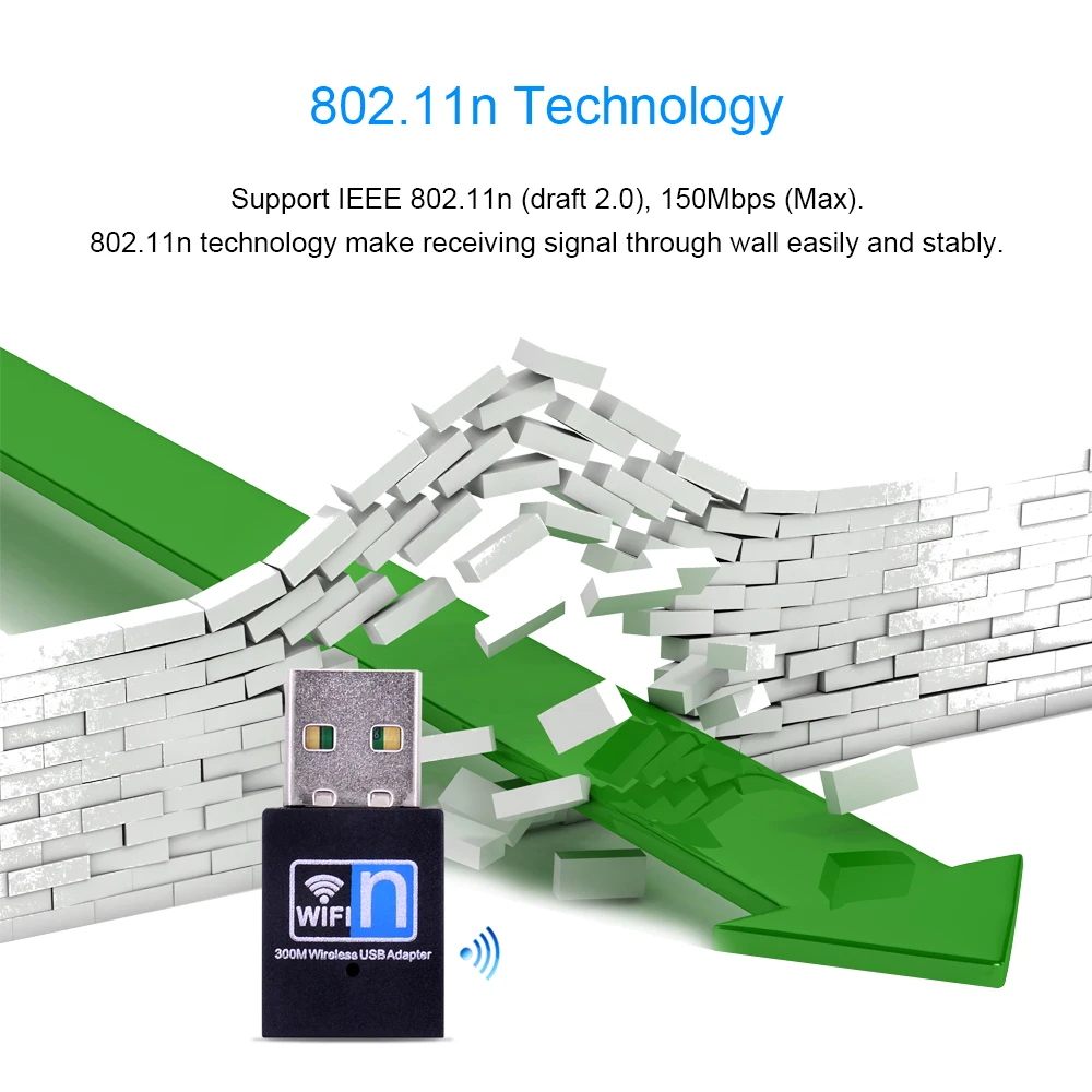 Мини беспроводной WiFi адаптер 300 Мбит/с USB Сетевая Lan Карта 2,4 ГГц WiFi приемник 802.11n/b/g Wi-Fi внешняя для Windows XP Vista MAC