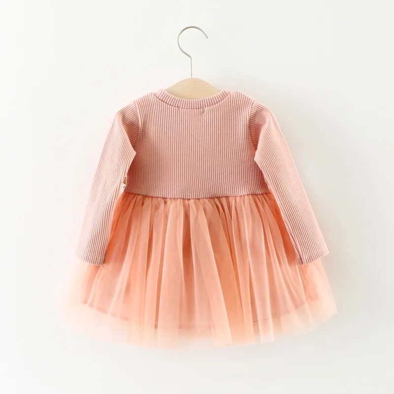 Изящное платье для маленько девочки хлопчатобумажное детское платье для девочек из одного предмета осенняя одежда для малышей в школу одежда для девочек для повседневной носки
