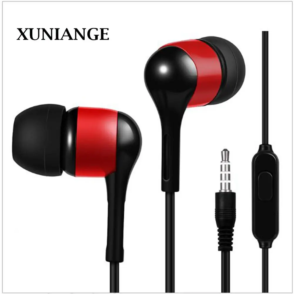 

XUNIANG Wired Subwoofer Headphones Straight Insert Type Wheat Wired Headphones In-ear Mobile Phone Computer Universal Headphones