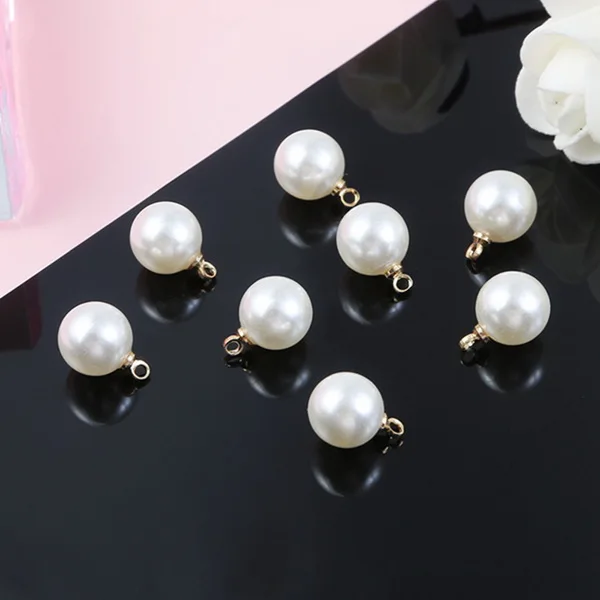 6/8/10mm 10pcs ABS Pearl Beads Charm for Earring Necklace DIY Jewelry Findings Making Earring Necklace Pendant Accessories - Цвет: 10mm