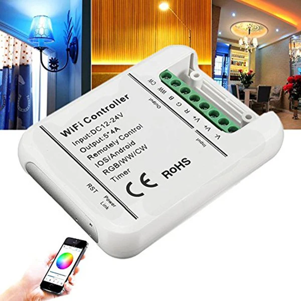 DC12-24V беспроводной Wifi Светодиодная лента RGB W контроллер 5 Ch для IOS Android Phone App