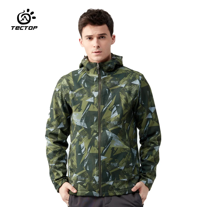 TECTOP Мужчины Женщины Открытый Камуфляж Отдых Soft Shell Куртки Водонепроницаемый ветрозащитный согреться Пеший Туризм Soft Shell пальто 7746