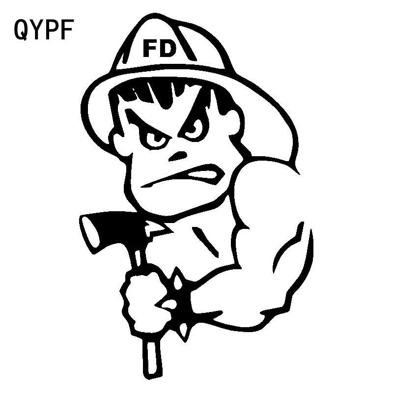 

QYPF 18.3cm*12.1cm Breakthrough In The Fire Fireman With Broken Window Vinyl Bright Car Sticker Decal Pattern C18-0901
