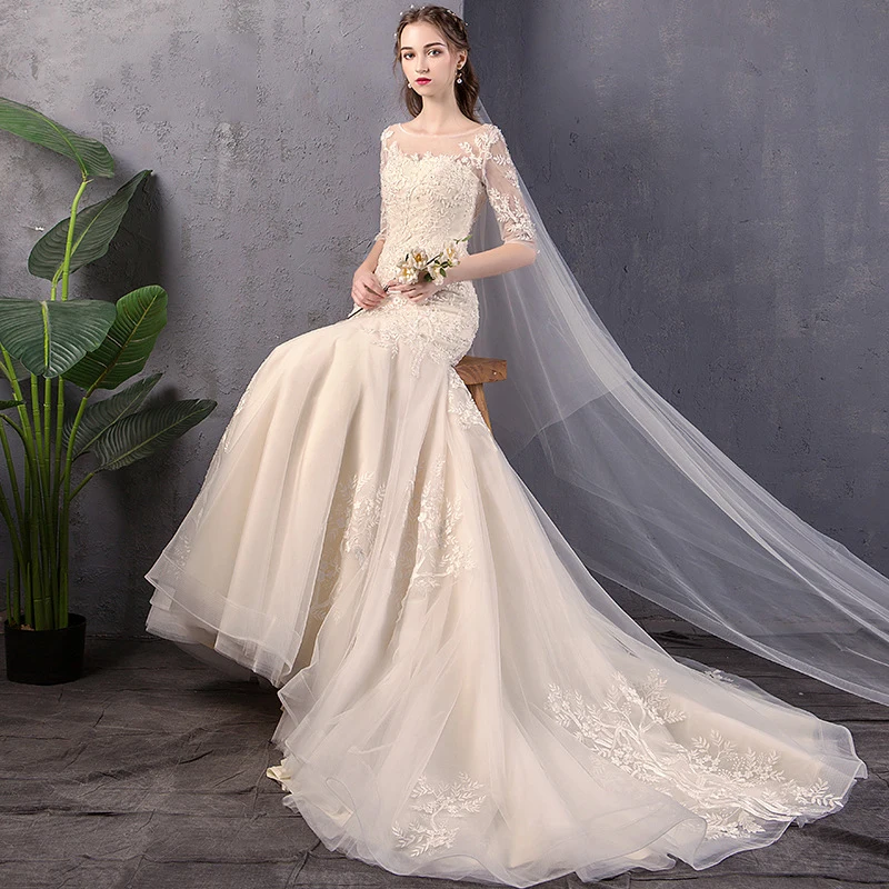 Vestido De Novia роскошный длинный шлейф русалки накладное украшение для свадебного платья Свадебные платья Элегантное женское платье De Mariee Princesse