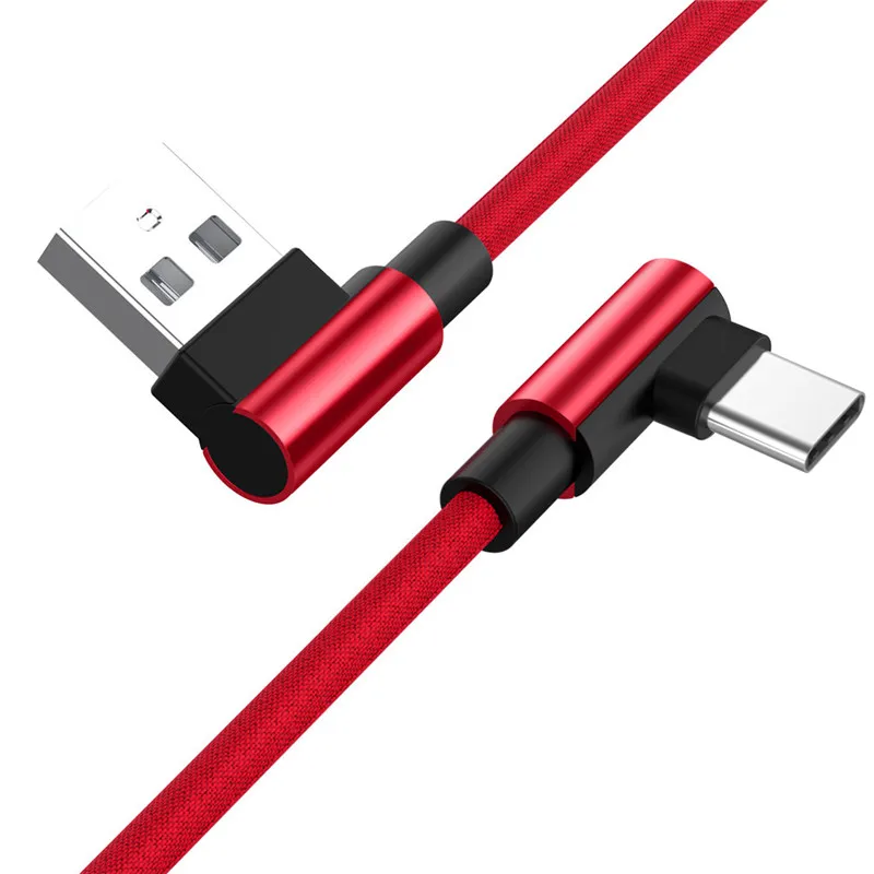 Red Usb type-C кабель 90 градусов 2.4A Быстрый type-C кабель для зарядки и передачи данных для samsung Galaxy s8 s9 Note 8 USB-C - Цвет: Red