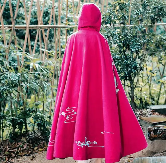 fuchsia Светло-голубой свадебный плащ с капюшоном с вышивкой, очаровательный плащ, Женский официальный костюм с бабочкой, аксессуары для косплея DJ061 - Цвет: fuchsia