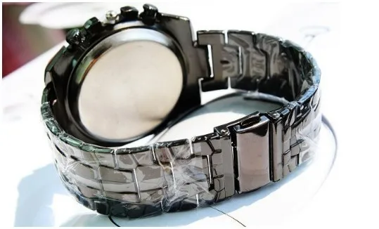 Часы наручные мужские кварцевые элегантные черные из нержавеющей стали с