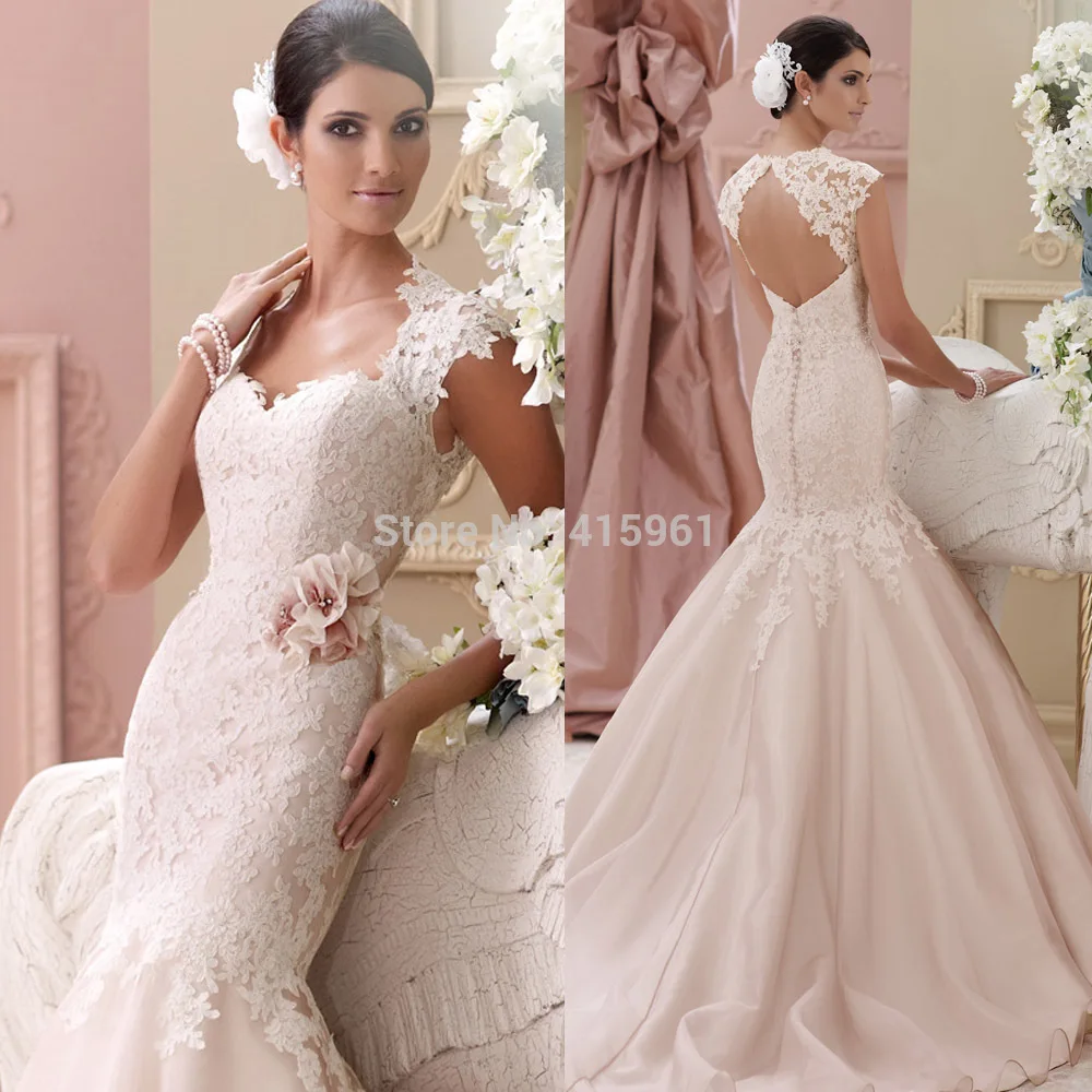 Vestido de noiva longo 2019 Best продажи Русалка свадебные платья кружевное, с коротким рукавом robe de mariée открытой спиной пуговицы