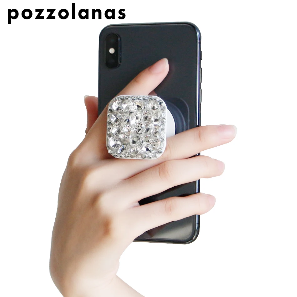 

Pozzolanas Square Diamond Glitter Bling Phone Holder 360 Degree Stand and Grip Mount For Iphone For Huawei For Xiaomi