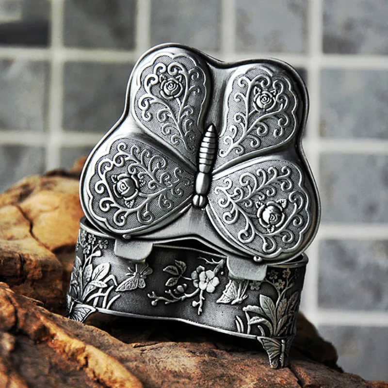 Butterfly Retro Jewelry Box European Ring Boxes Princess Earrings Bracelets Necklaces Gift Organizer Zinc Alloy Storage Box