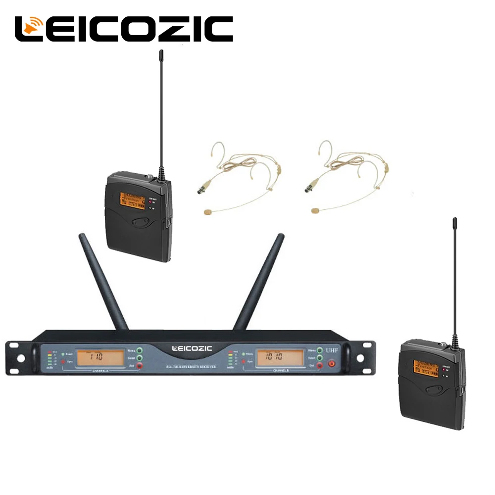 headset Leicozic U24D профессиональный микрофон Беспроводная система для сцены церковная студия запись 200 Канал 1 ручной микрофон и 1 бодипак - Цвет: headset