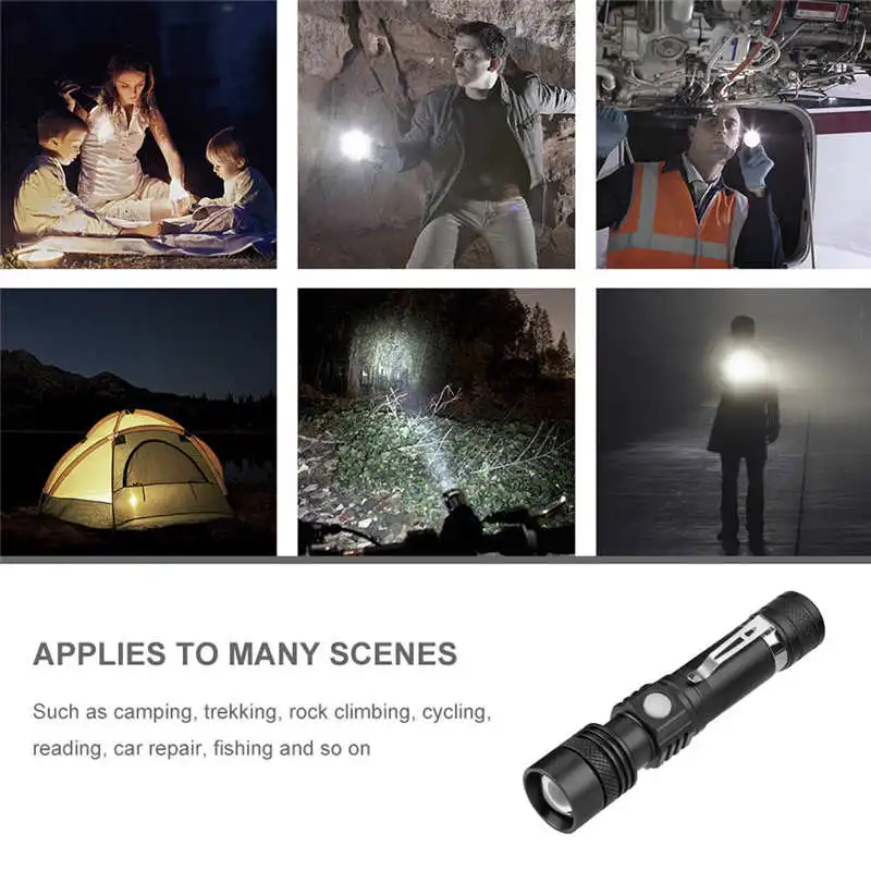 Super Bright XM-L T6 LED 3Modes Zoomable Flashlight Aluminum Torch led flashlight 18650 lanterna led t6 fanatic #3S26 (11)