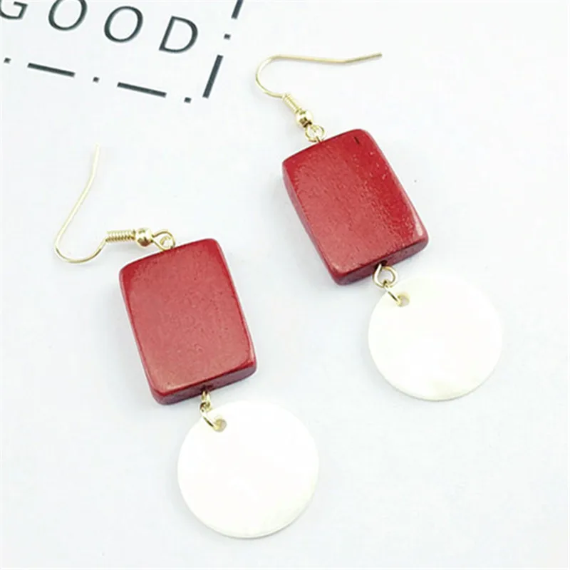 Free shipping The new south Korean temperament is the red wood simple geometric shells together fashion