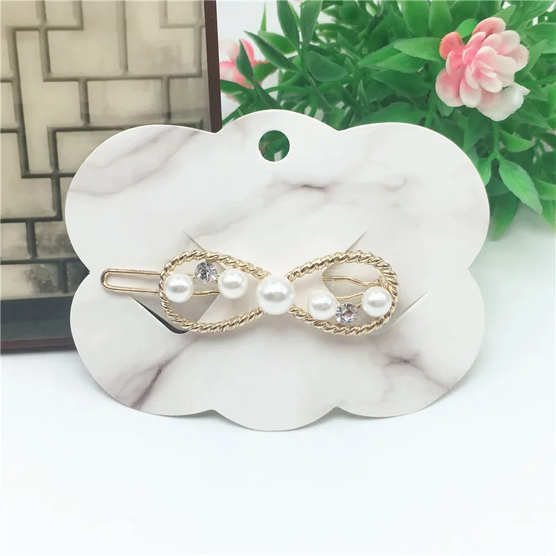 48Pcs Paper Vomen Hair Accessory Hairpin Packing Cards Hair Clip Displays Card 6.5*9cm Paper Jewelry Hang Price Tag Cards - Цвет: marble