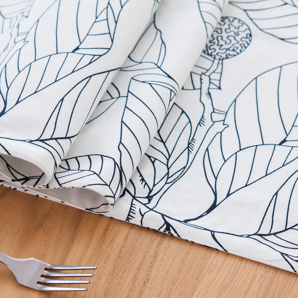 Lychee White Leaf Pattern Table Cloth Simple Rectangle Table Cloth for Home Wedding Birthday Party