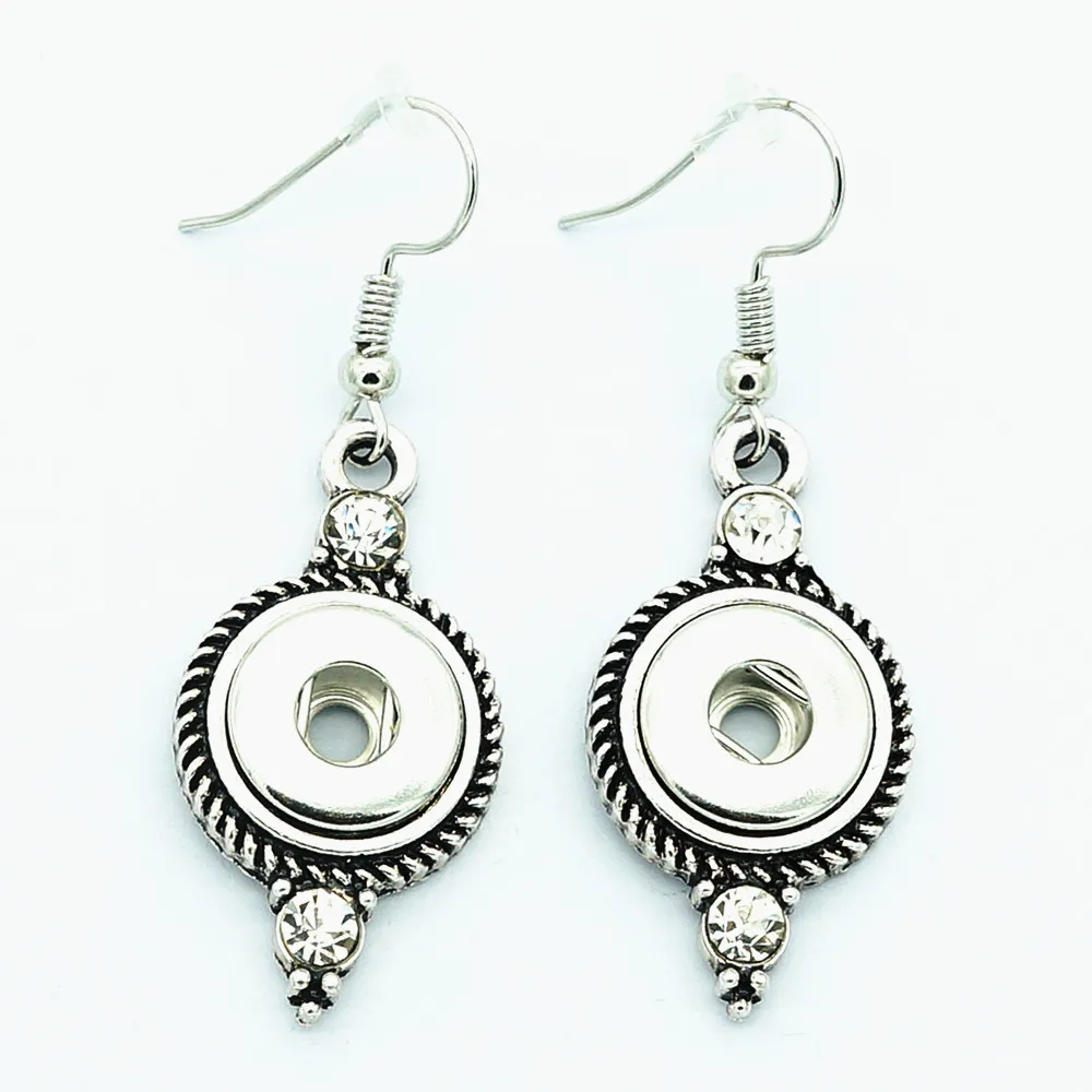Buy Fashion Rhinestone pattern Drop earrings snap earrings fit 12MM snap