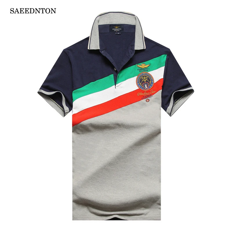 

Polo Shirt Men 2018 Summer New Men's Cotton Breathable Short Sleeve Embroidery Polo Shirts Homme Striped Air Force One Tops Tees