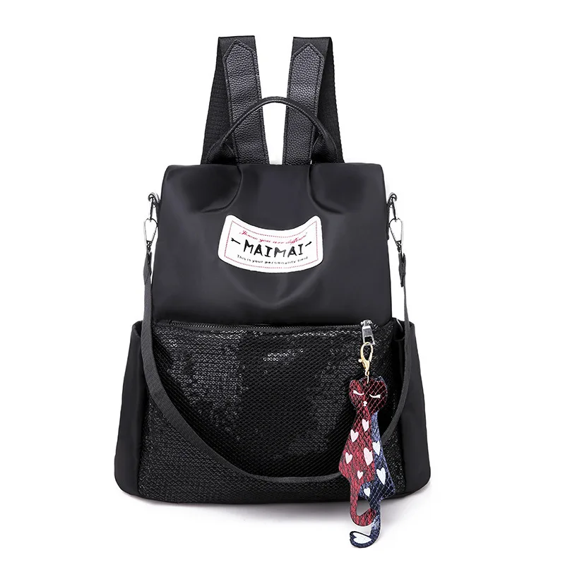 

Burglar-proof shoulder bag woman 2019 large-capacity college schoolbag sequins Oxford cloth leisure travel laptop backpack