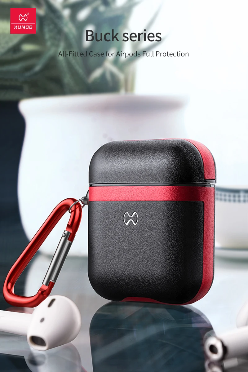 Портативный чехол для наушников Xundd из натуральной кожи для AirPods 1, 2, чехол для наушников с крючком, легко переносится