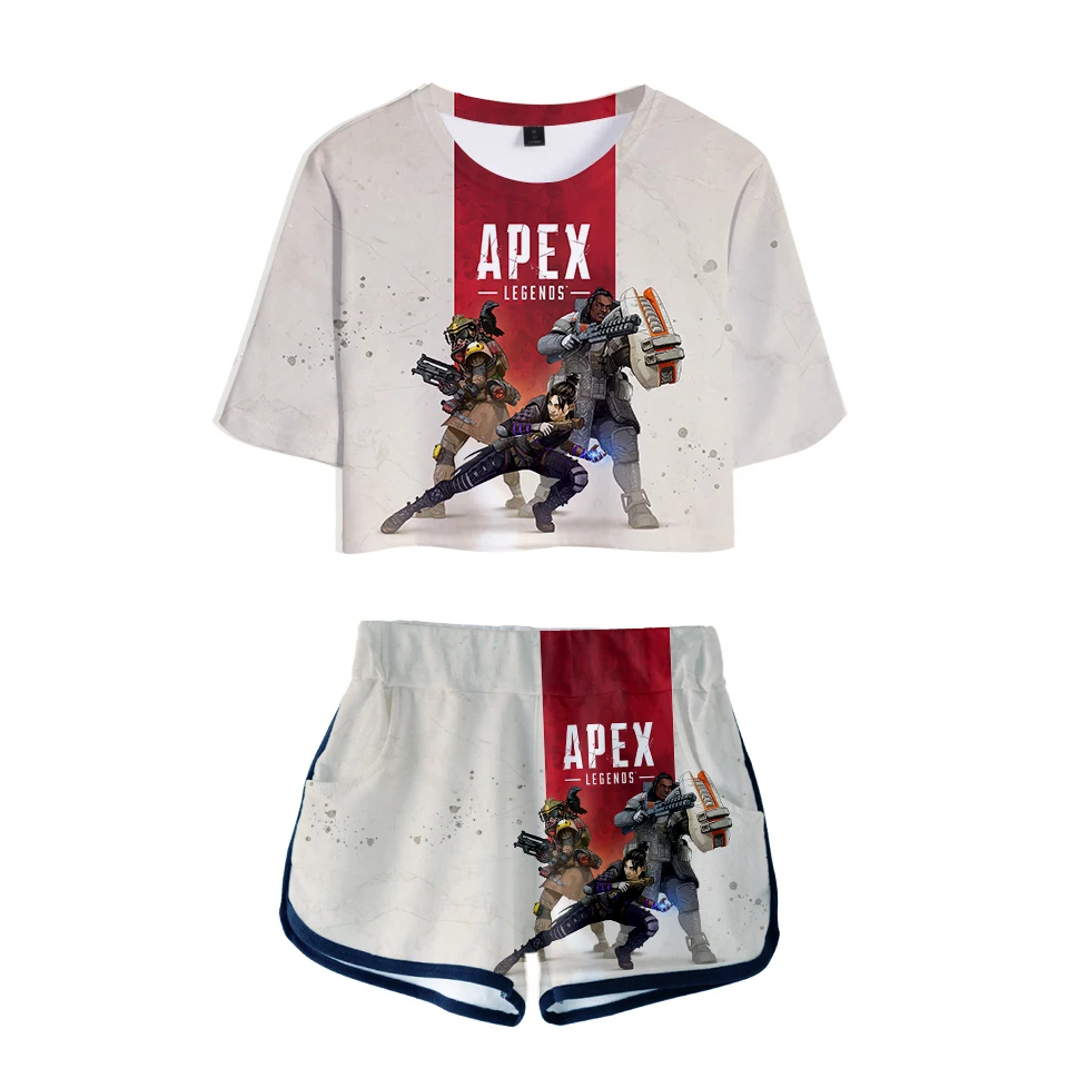 Новинка года 3D Apex легенды игры летние комплекты из двух предметов для женщин модная одежда милые девушки горячие футболки Harajuku шорты для