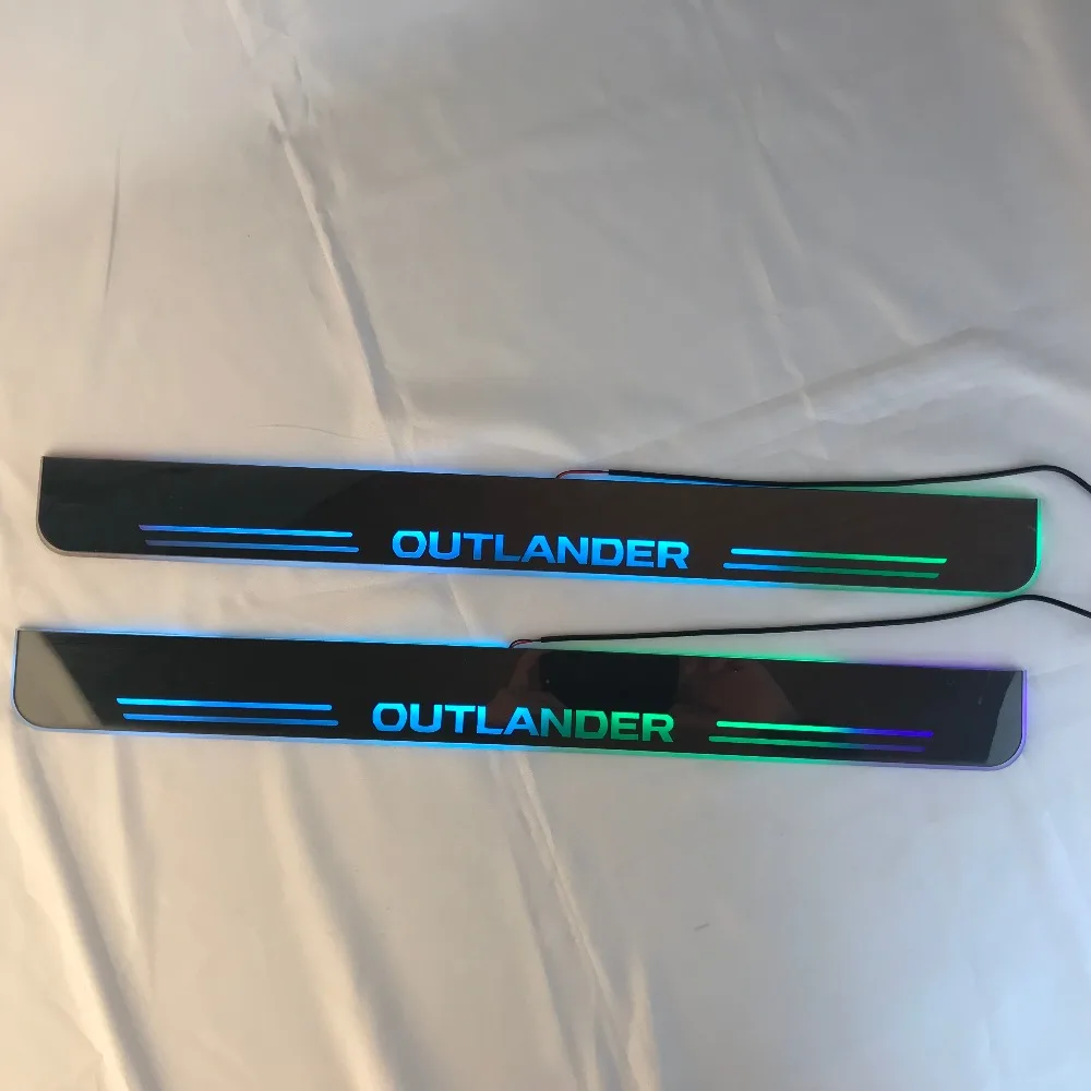 RQXR led движущиеся двери потертости для mitsubishi outlander динамический порог пластина плоская подкладка накладки струящиеся/фиксированный свет, 2 шт