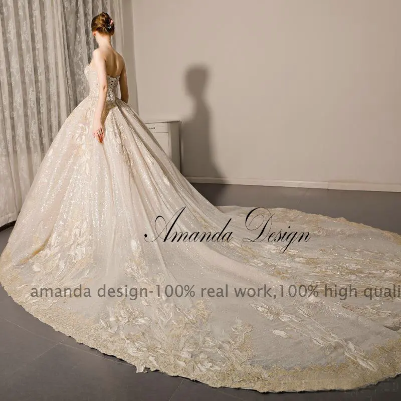 Аманда дизайн vestido de novia Плайя свадебное платье без бретелек с аппликациями свадьбное платье со стразами