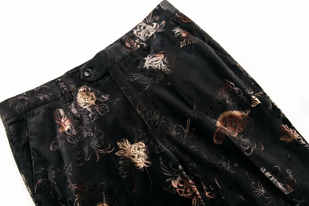 Мужской плюс размер 3XL золотой цветочный узор Slim Fit Мужские костюмы с брюками свадебный смокинг жениха певица костюм высокого качества