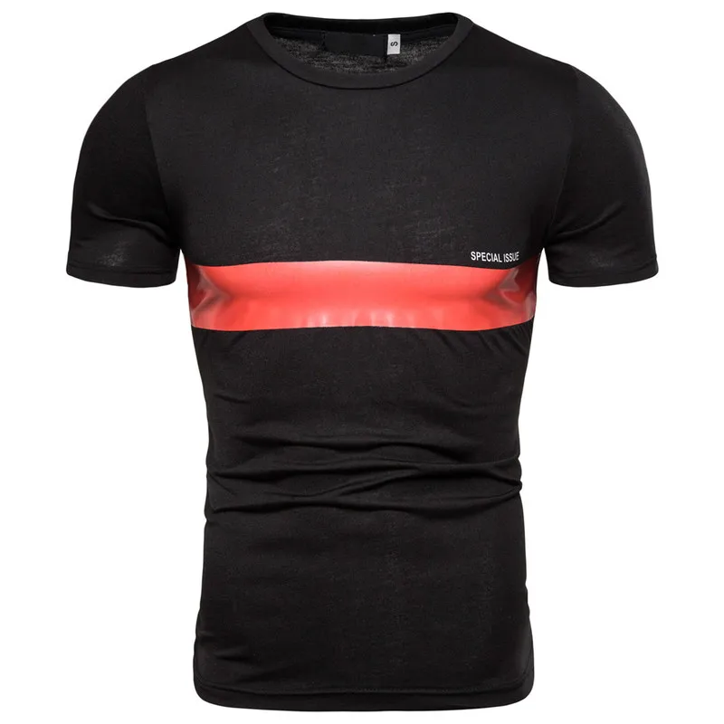 

Stitching O-neck men's T-shirt men's fashion T-shirt fitness casual men's T-shirt S-2XL