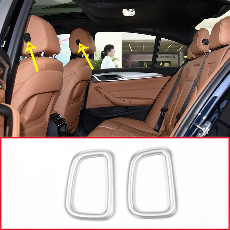 

ABS Matte Headrest Button Frame Trim Sticker For BMW 5 Series 525li 530li 2017-2018 Car Accessories 2pcs/set