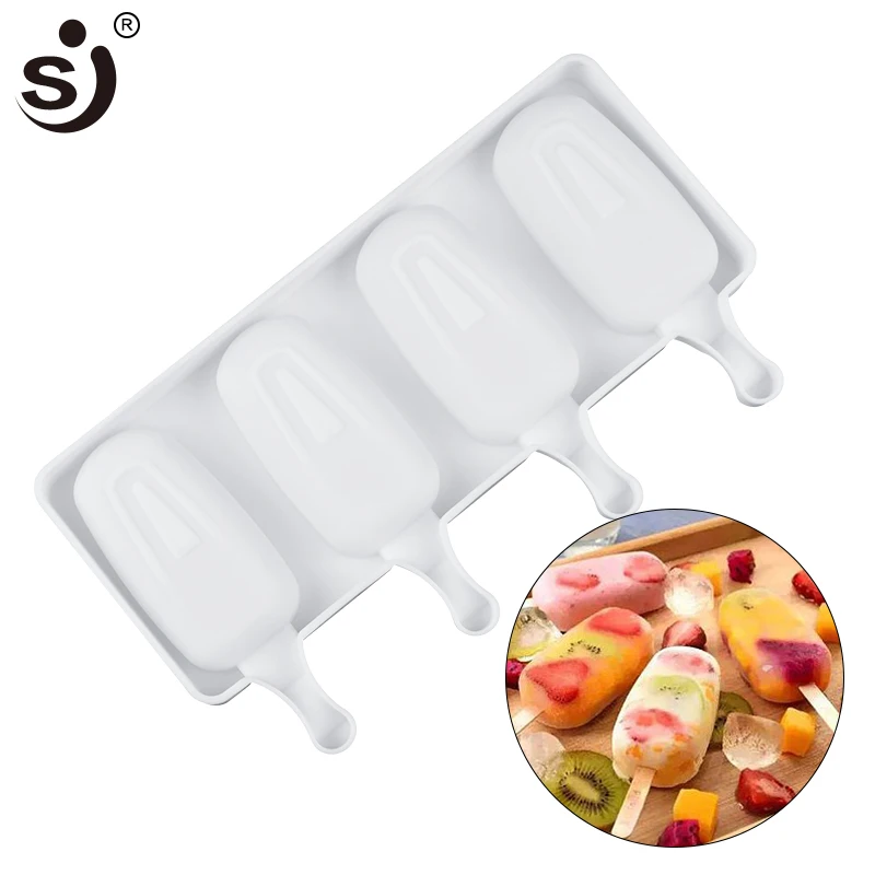 SJ 4 силиконовые полости формы форма для изготовления мороженого Popsicle многоразовые DIY для заморозки мороженого охладительные формочки для льда с палочками