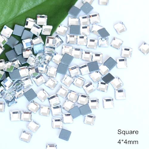 Square 4mm AAAAA качественные Стразы особой формы с горячей фиксацией, хрустальные железные Стразы для горячей фиксации, стразы для ткани, камни для переноса дизайна Y3852 - Цвет: Square 4mm