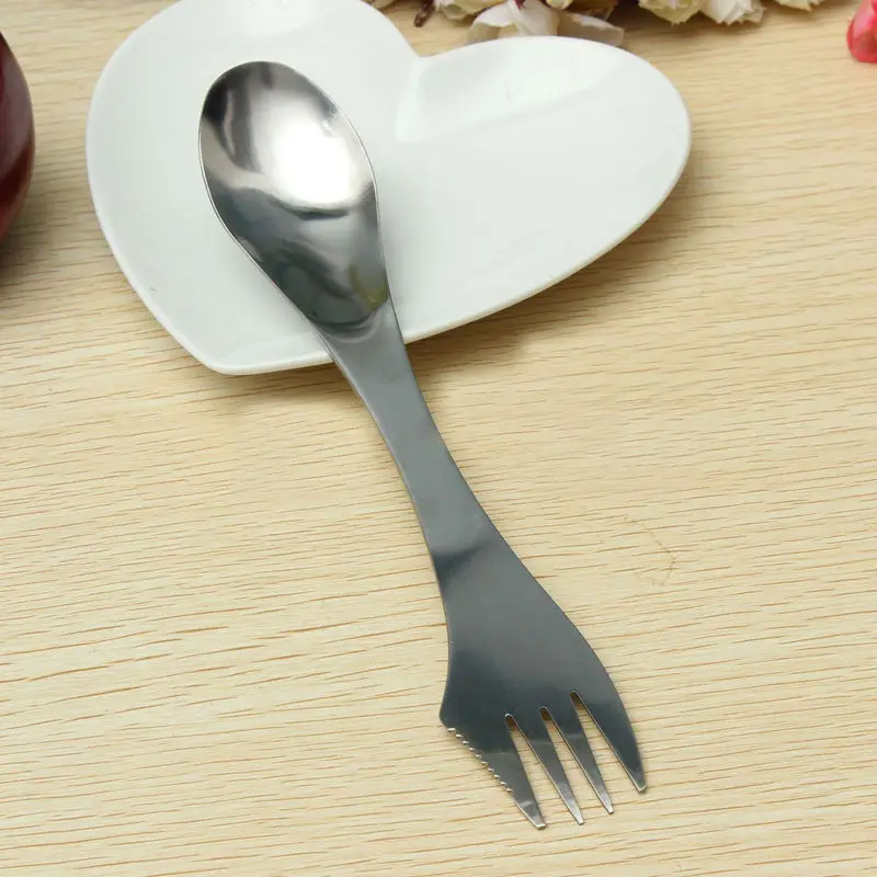 3 в 1 нержавеющая сталь Spork ложка нож вилка Столовые приборы посуда Открытый Портативный Кемпинг Пикник гаджет на открытом воздухе