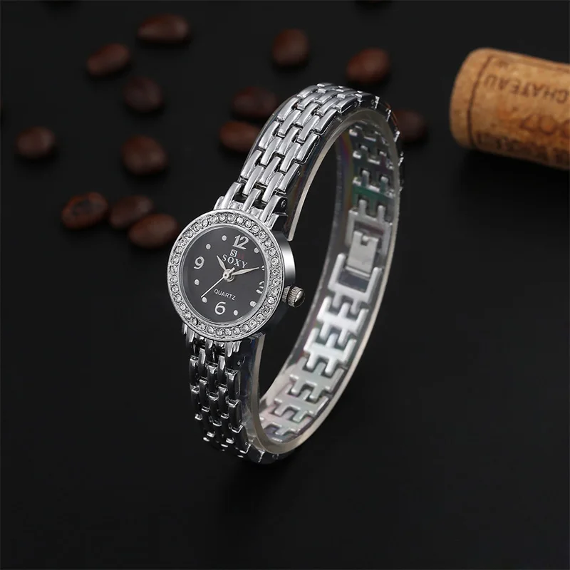 Новые роскошные часы с серебряным браслетом бренд soxy часы женские модные кварцевые женские часы со стразами часы Relogio Feminin