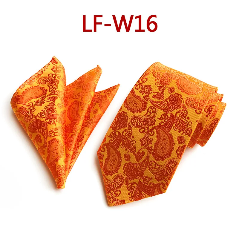 LF-W16 Фиолетовый Галстук Hanky набор для мужчин Классический Узор Пейсли аксессуары костюм формальные свадебные подарки для мужчин - Цвет: LF-W16