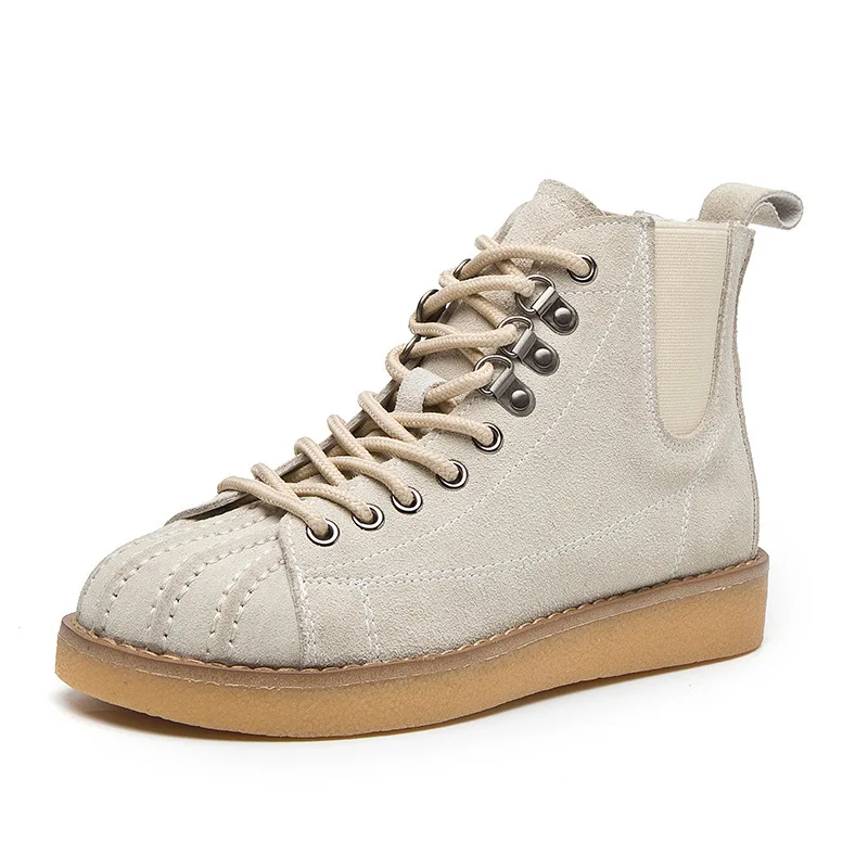 

Fashion Leisure Retro Women Martin Boots Round Toe Low Flat With Punk Motorcycle Boots Ankle Sewing Spring Autumm Lace up Shoes