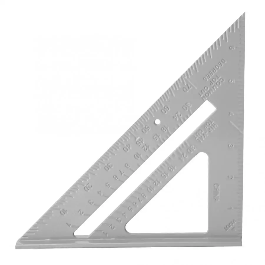 7" Aluminum Alloy Triangle Ruler Woodworking 45/90 Degree Measuring Tool