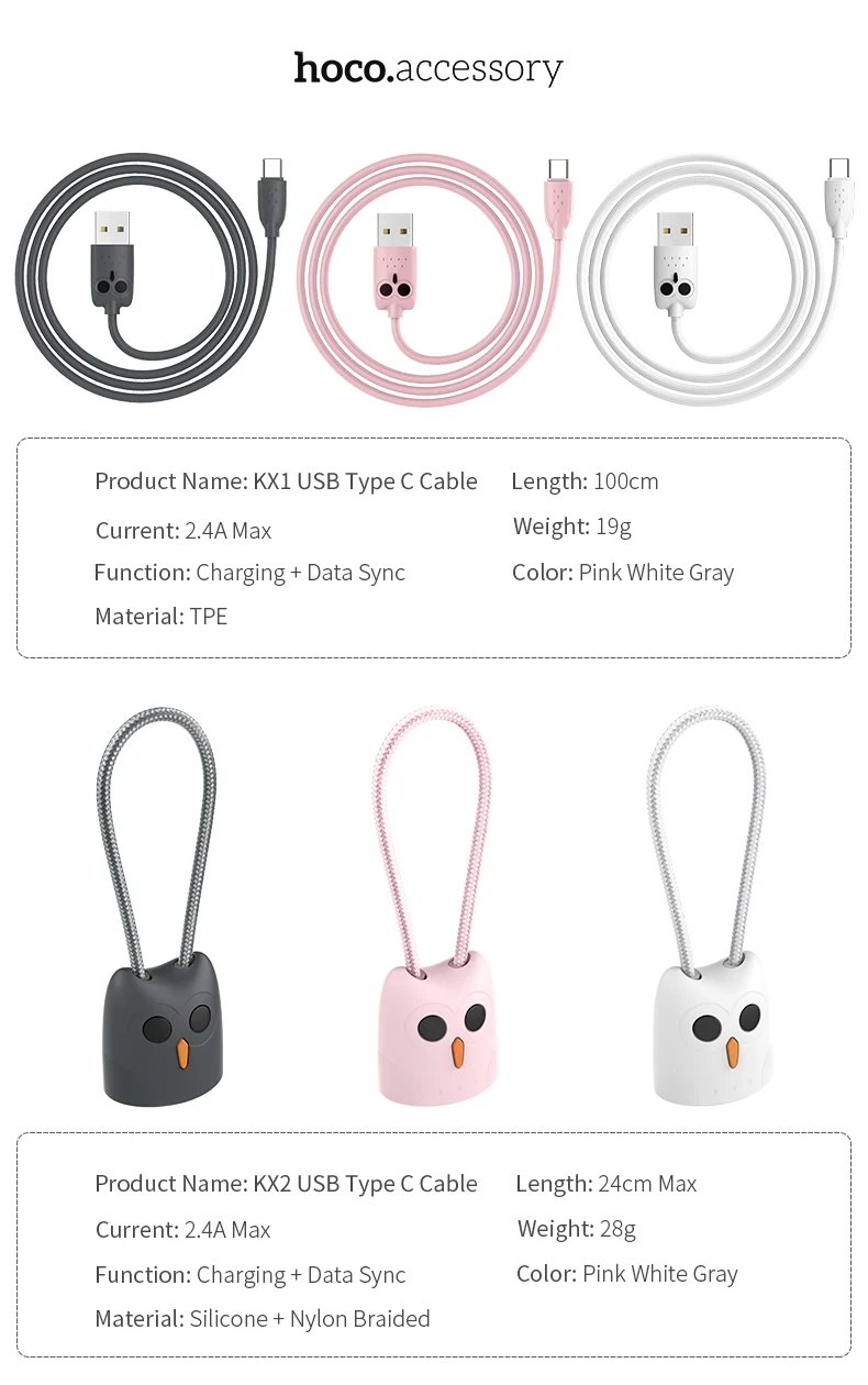 HOCO 1 м 2.4A USB C кабель для huawei P20 lite type C кабель USB зарядное устройство EU штекер type-c кабель для Redmi k20 pro