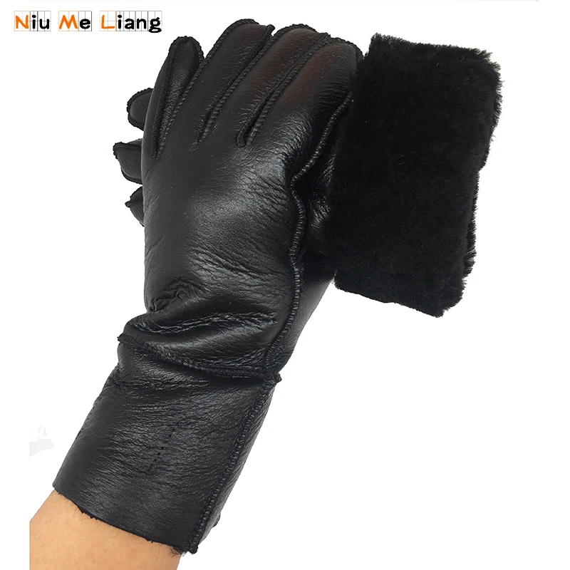 Russian 2018 Winter Women's Gloves 100% Real Leather Sheepskin Gloves Hot Warm Stylish Full Finger Ladies Gloves Mittens N19