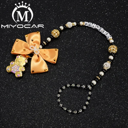 Pacifier clip only MIYOCAR персонализированные имя bling Золотая пустышка Клип грызунок по индивидуальному заказу держатель с bling соска набор уникальный подарок SP015 - Цвет: Pacifier clip only