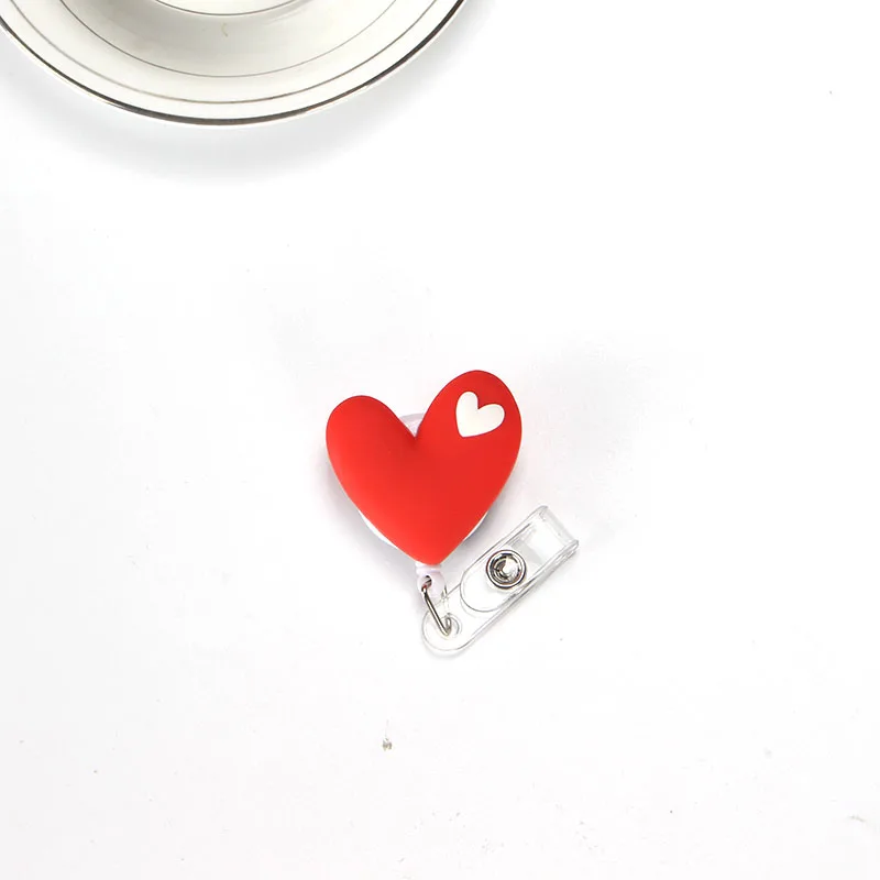 8 шт./партия Lovely Heart ожерелье облака дом медсестры раскладной держатель для бейджа тянуть ID карты 3D значок держатель Зажим для ремня для больницы, для школы офиса - Цвет: G