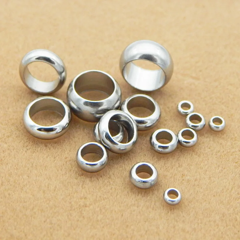 

1 Pack/lot Hole Size 2 2.5 3 4 5 6 7 8mm Stainless Steel Spacer Stopper Rondelle Beads for DIY Necklace Bracelets Jewelry Making