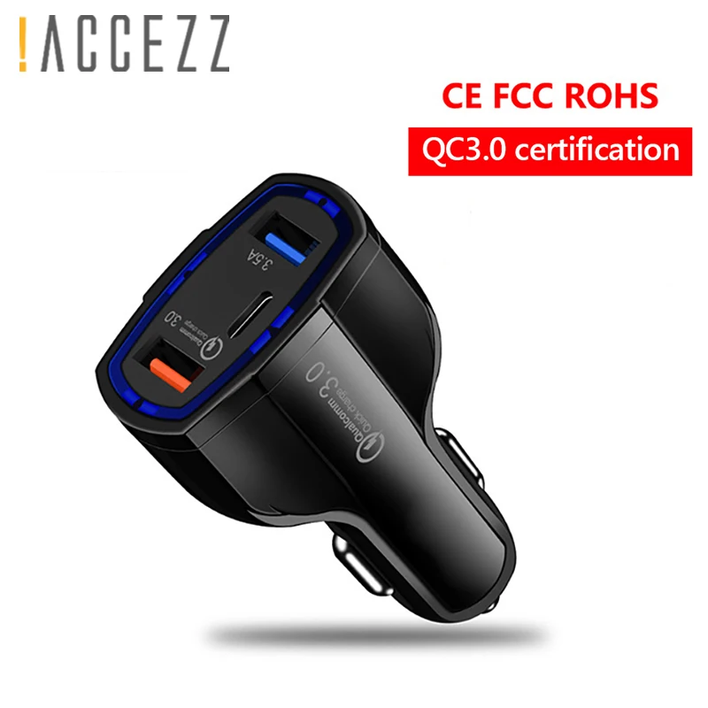 ! ACCEZZ универсальное Мини Автомобильное зарядное устройство с двумя портами USB QC