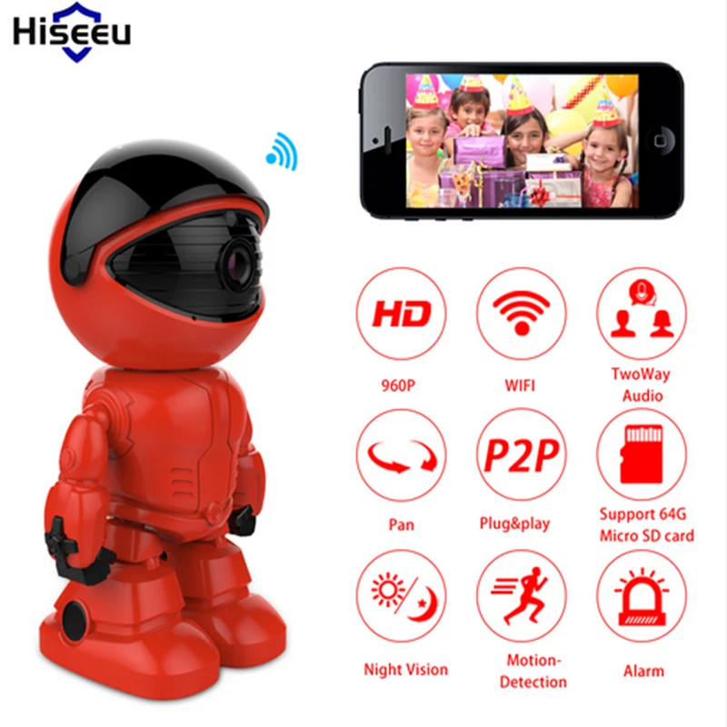

960P 1.3MP HD Security Camera Wireless IP Camera Wifi Wi-fi Robot Night Vision Network Camera CCTV Support Two-way Audio Hiseeu