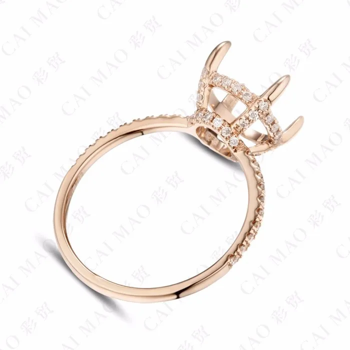 CaiMao круглая огранка полу крепление кольца с платформой и 0.32ct алмаза 14 k, покрыто розовым золотом обручальное кольцо с драгоценными камнями, хорошее ювелирное изделие