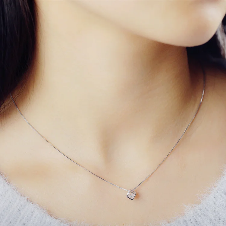 

925 pure silver crystal necklace female silver pendant short design necklace fashion silver jewelry